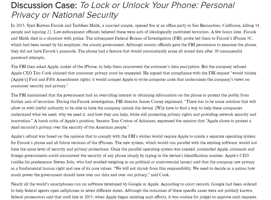 Discussion Case: To Lock or Unlock Your Phone: