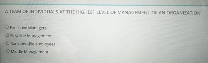 A TEAM OF INDIVIDUALS AT THE HIGHEST LEVEL OF