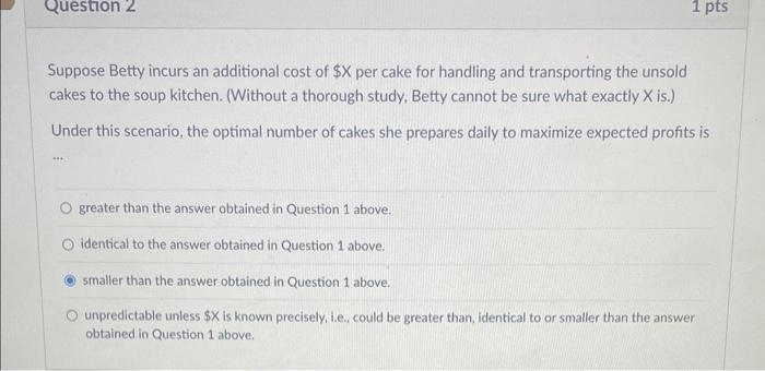 (Q1 - Q2) Betty Cooker's Bakery Betty Cooker runs