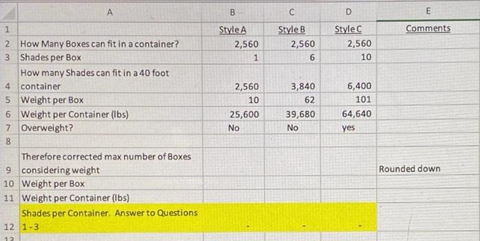 fill in the blanks on the excel sheet Case 11.1