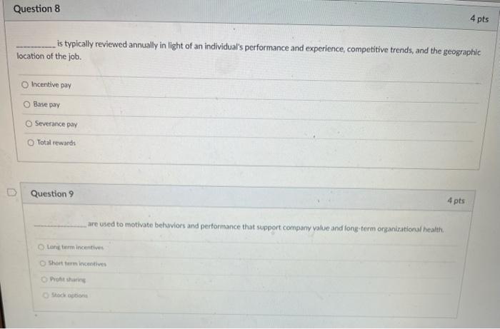 Question 8 4 pts is typically reviewed annually