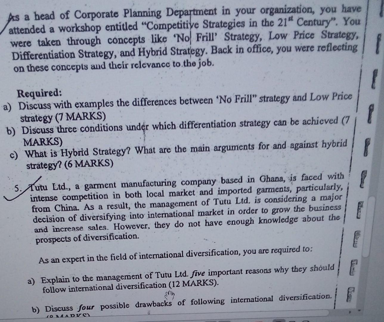 As a head of Corporate Planning Department in