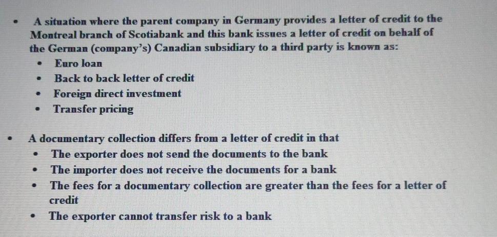 A situation where the parent company in Germany