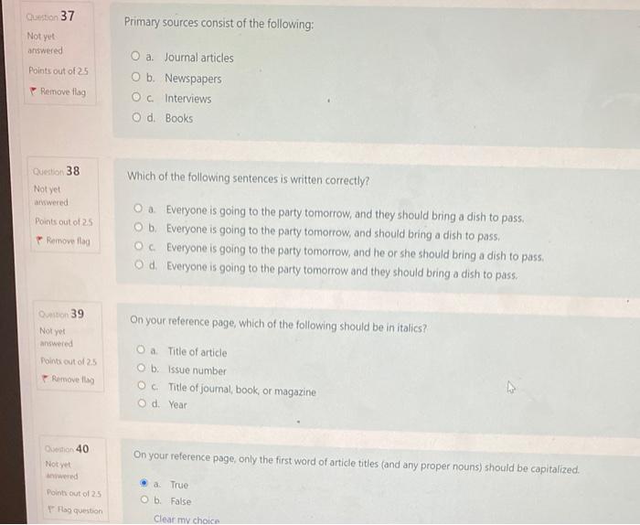 please answer now Question 37 Primary sources