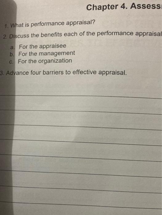 Chapter 4. Assess 1. What is performance