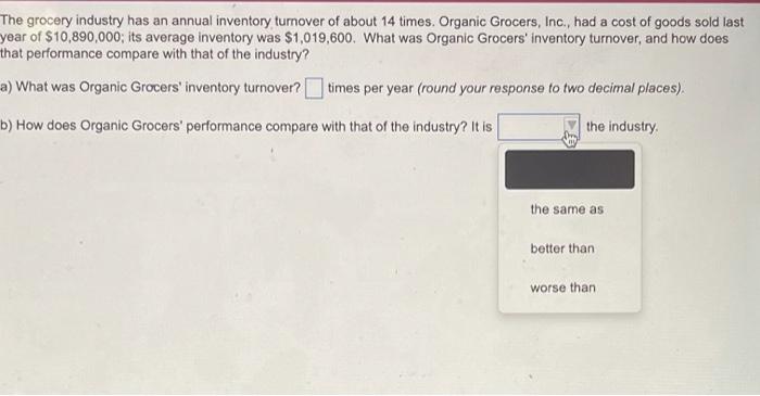 The grocery industry has an annual inventory
