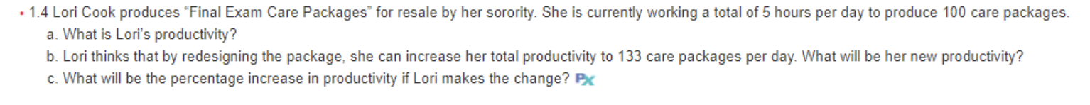 - 1.4 Lori Cook produces "Final Exam Care