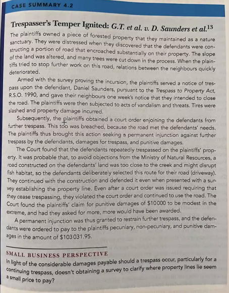 CASE SUMMARY 4.2 Trespasser's Temper Ignited: