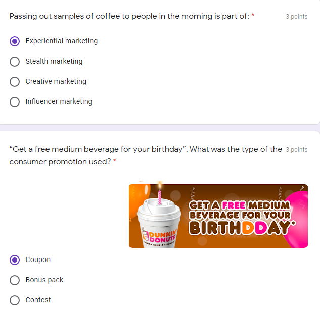 Passing out samples of coffee to people in the