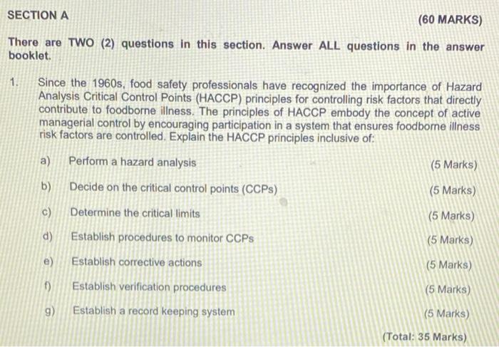 Restaurant Management subject SECTION A (60