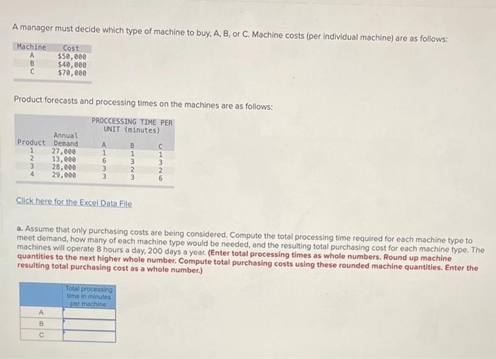 A manager must decide which type of machine to