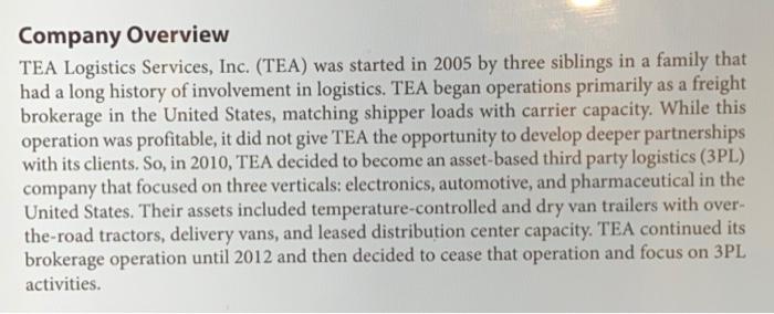 1. what opportunities do you see for TEA to