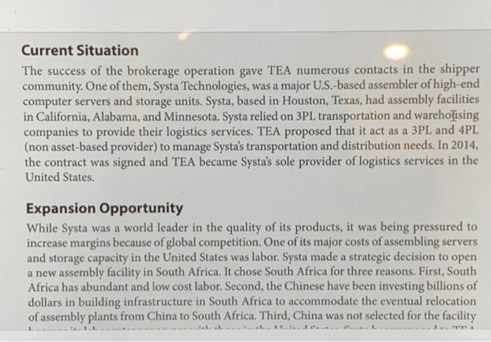 1. what opportunities do you see for TEA to