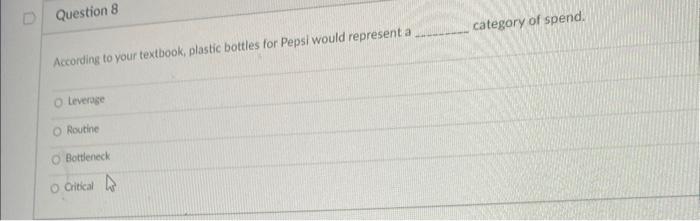 8. answer asap category of spend. According to