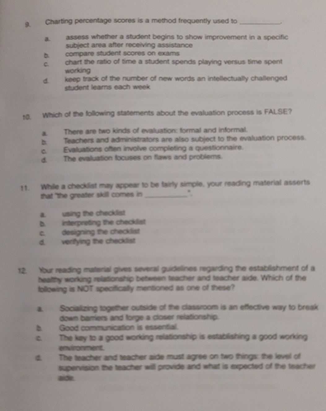 4. Your reading material lists several qualities