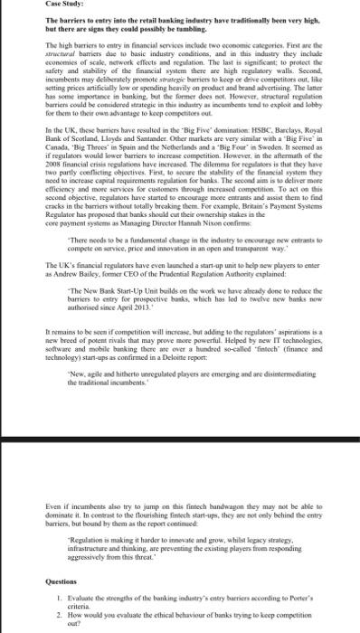 Case Study The barriers to entry into the retail