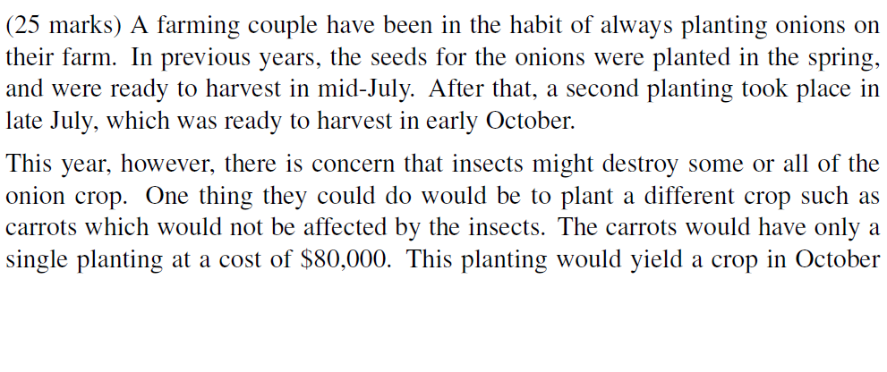 (25 marks) A farming couple have been in the