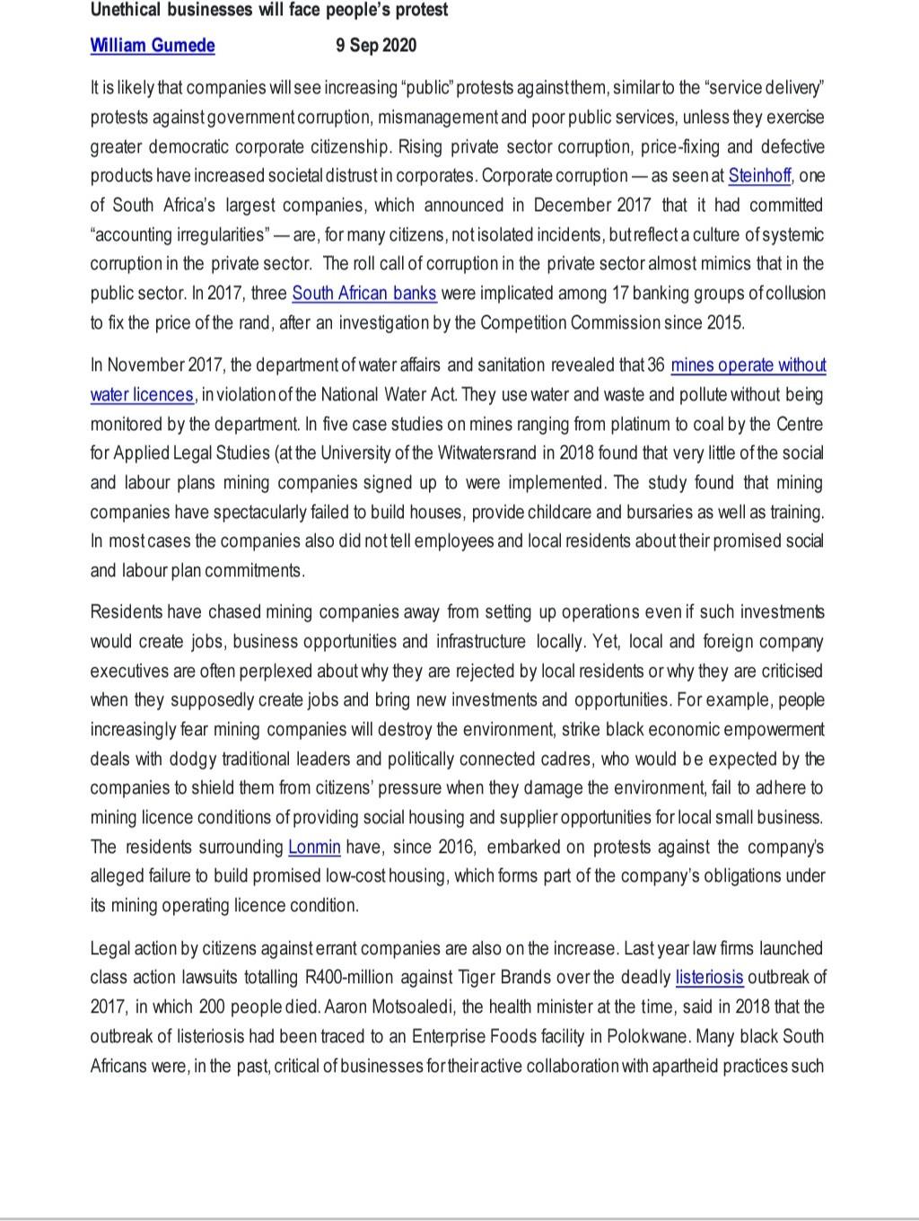 Business environment and ethics Q5 Instructions