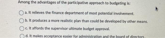 Among the advantages of the participative