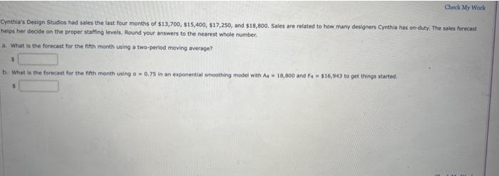 Eynthla's Design Studios had sales the last four