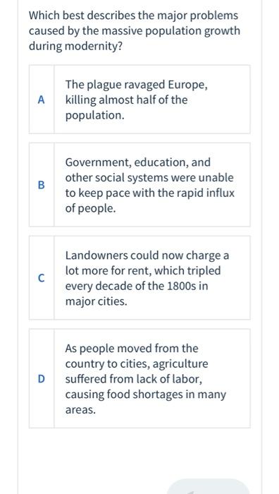 Which best describes the major problems caused by