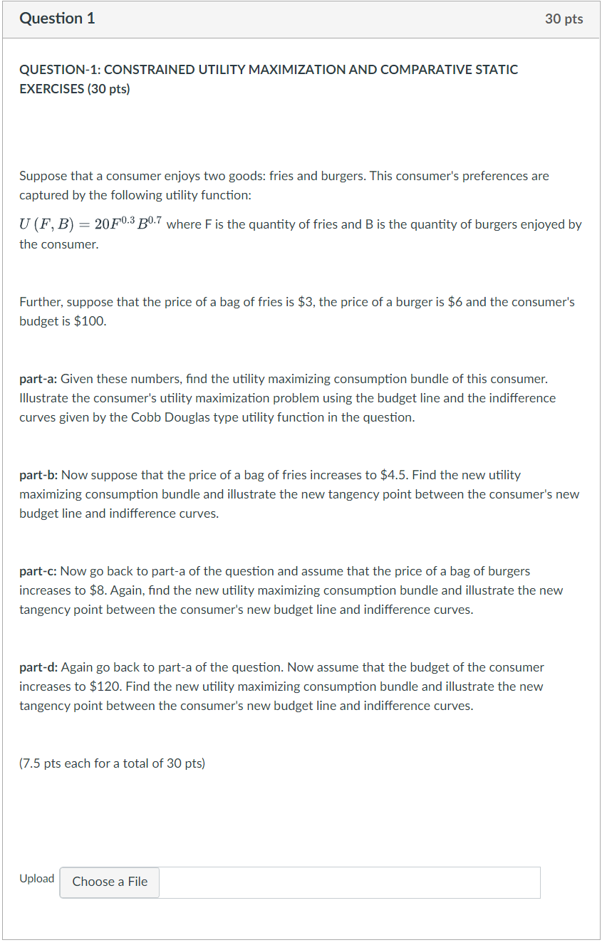 QUESTION-1: CONSTRAINED UTILITY MAXIMIZATION AND