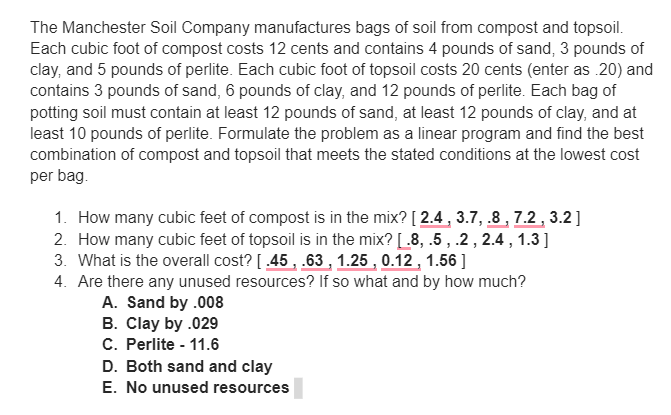 Whats in Bold are the possible answers. The