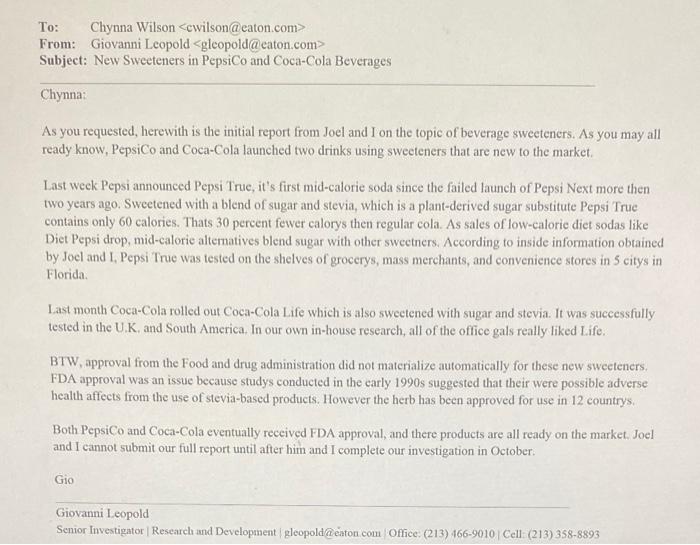 To: Chynna Wilson From: Giovanni Leopold Subject: