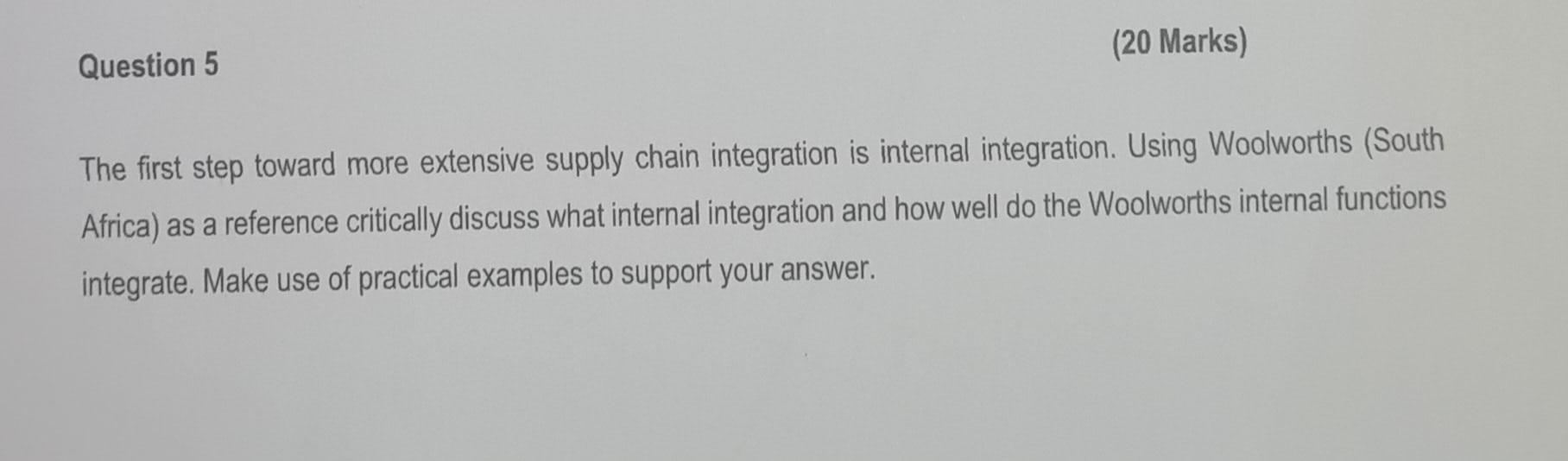 The first step toward more extensive supply chain