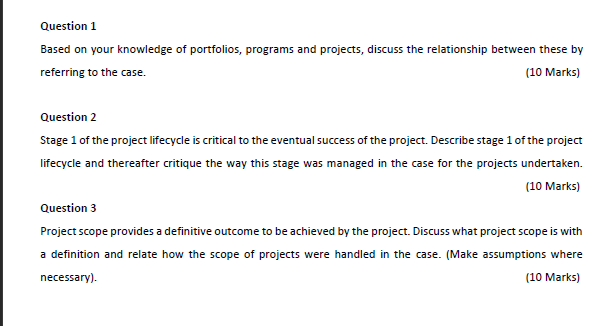(30 Marks) PROJECT MANAGEMENT-CASE STUDY