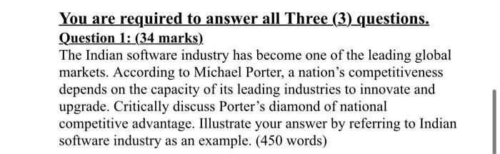 You are required to answer all Three (3)