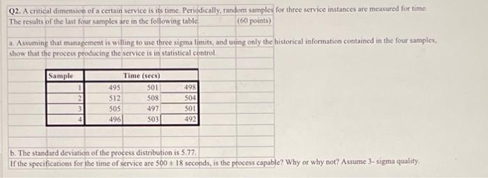 Q2. A critical dimension of a certain service is