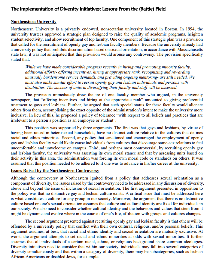 The Implementation of Diversity Initiatives: