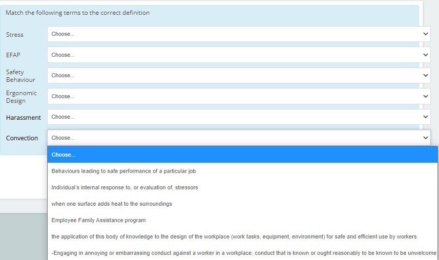 Match the following terms to the correct