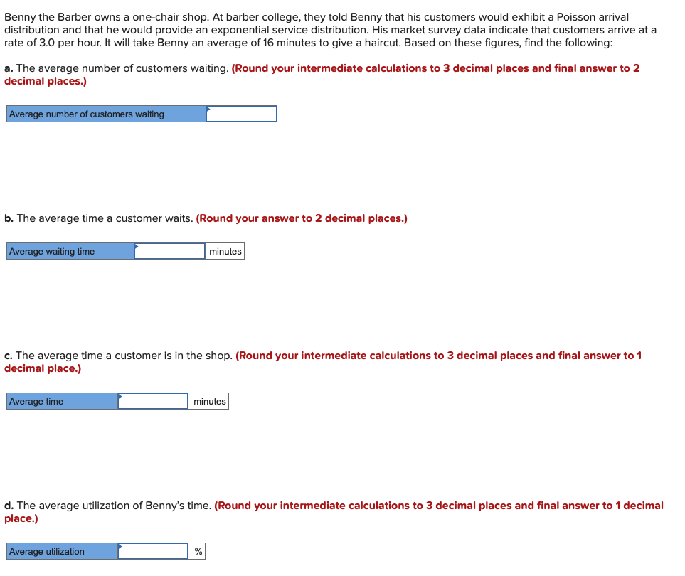 Benny the Barber owns a one-chair shop. At barber