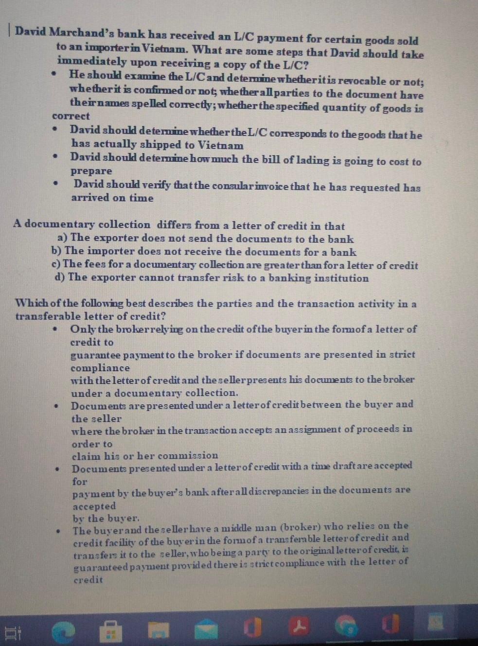 David Marchand's bank has received an L/C payment