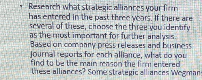 the firm is wegmans - Research what strategic