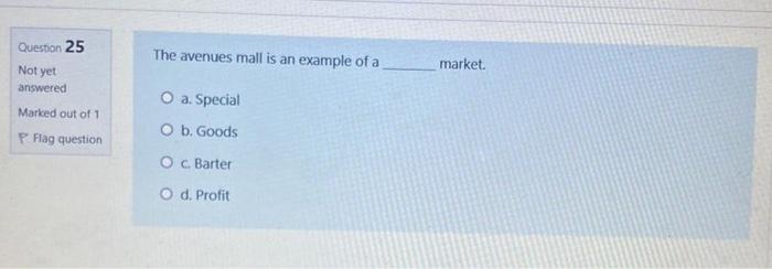 The avenues mall is an example of a market.