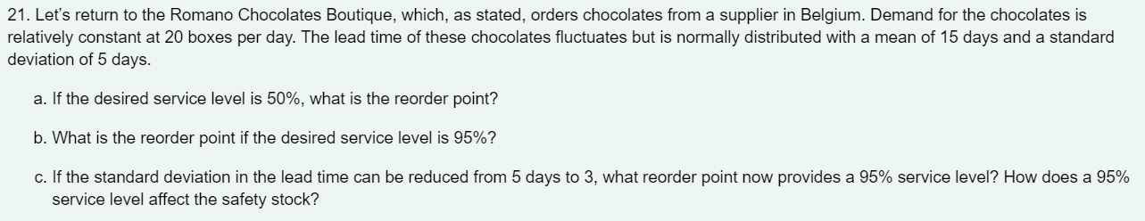 Only need C answered. Please show work. 21. Let's