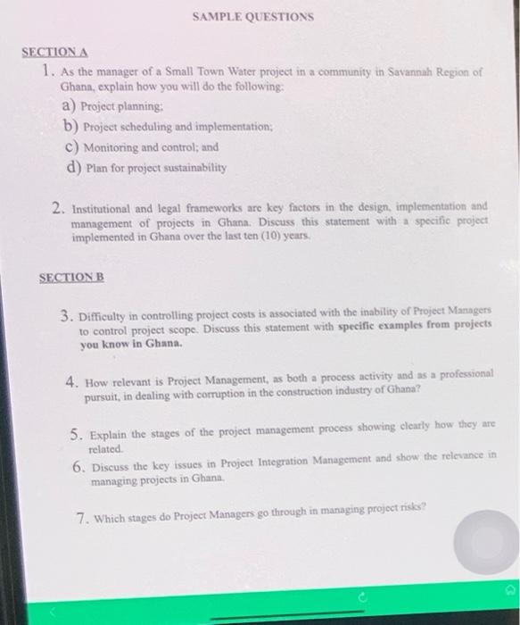 SECTION B 1. Difficulty in controlling project