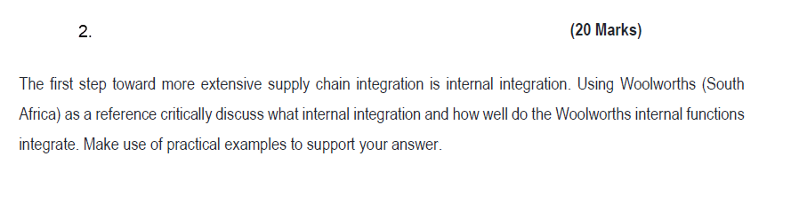 The first step toward more extensive supply chain