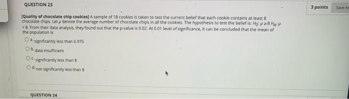 QUESTION 23 3 points Save Ar IQuality of