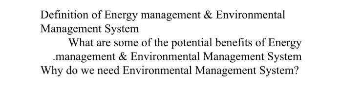 Definition of Energy management & Environmental