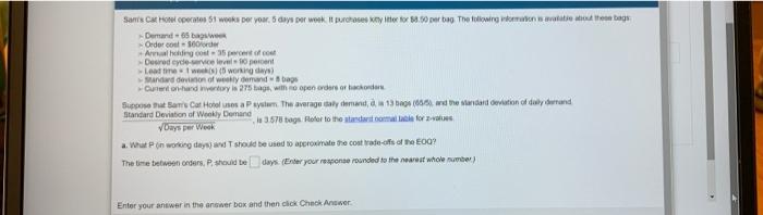 Barte Cats operates the per year, 6 days per