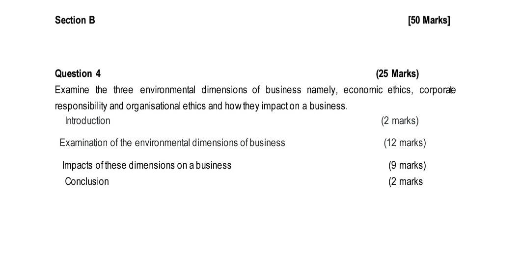 Business environment and ethics Q4 Instructions