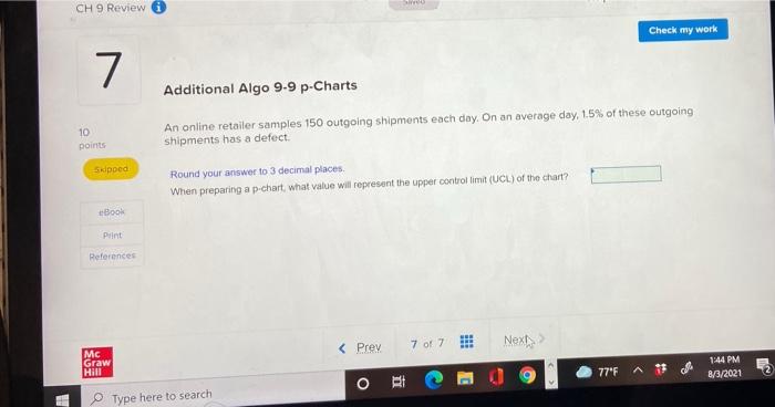 CH 9 Review Check my work 7 Additional Algo 9.9