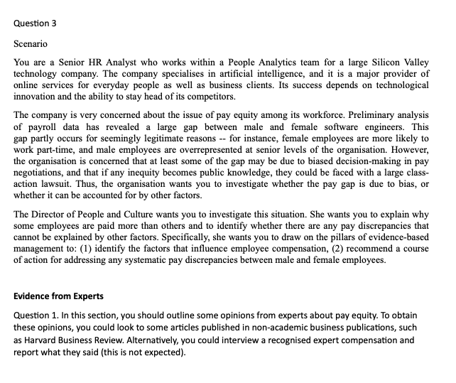 Scenario You are a Senior HR Analyst who works