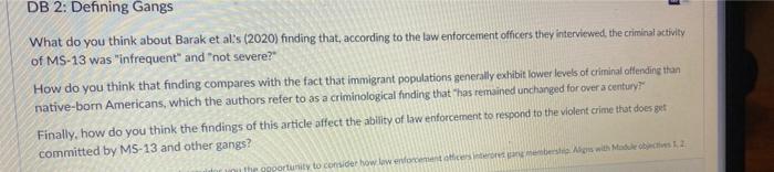answer #3 DB 2: Defining Gangs What do you think