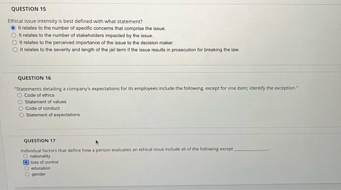 help Ethical issue intensity is best defined with