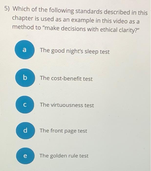 5) Which of the following standards described in